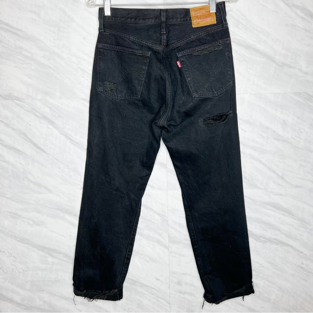 Levi’s 501 Heavily Distressed Cheeky Premium Black Jeans W26 L28